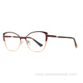 Luxury Bevel Metal Women Cat Eye Optical Frames